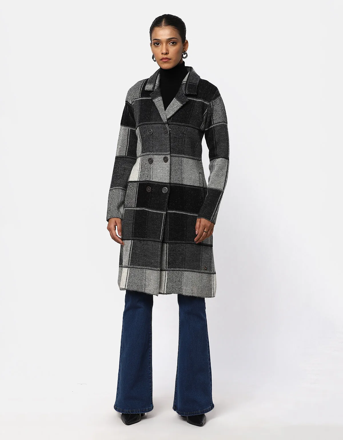 Women Woolen Double Breasted Long Coat