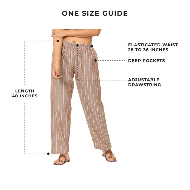 Women's Lounge Pant | Brown Stripes | Fits Waist Size 28" to 36"