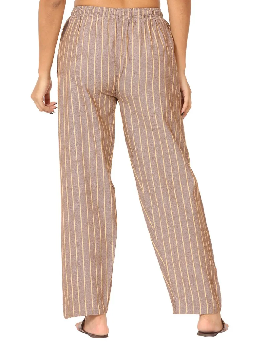 Women's Lounge Pant | Brown Stripes | Fits Waist Size 28" to 36"