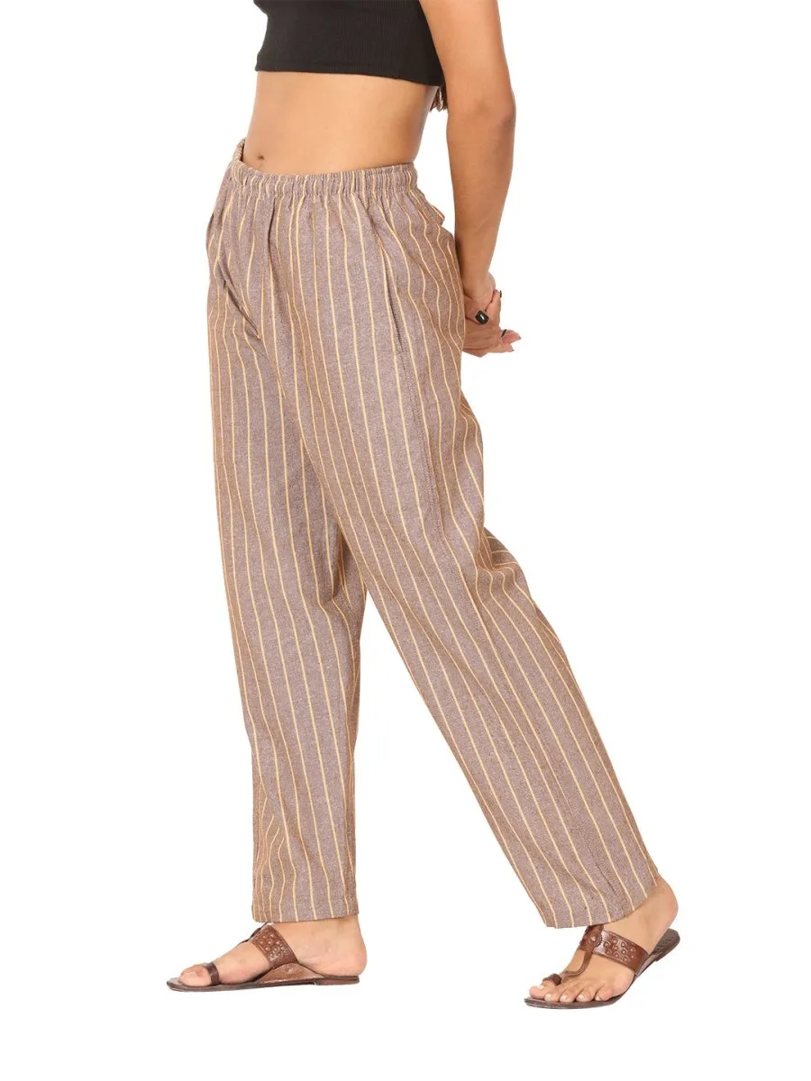 Women's Lounge Pant | Brown Stripes | Fits Waist Size 28" to 36"