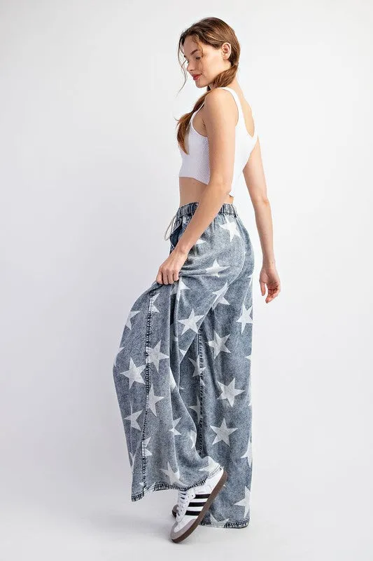 Women's Star Print Straight Leg Baggy Pants