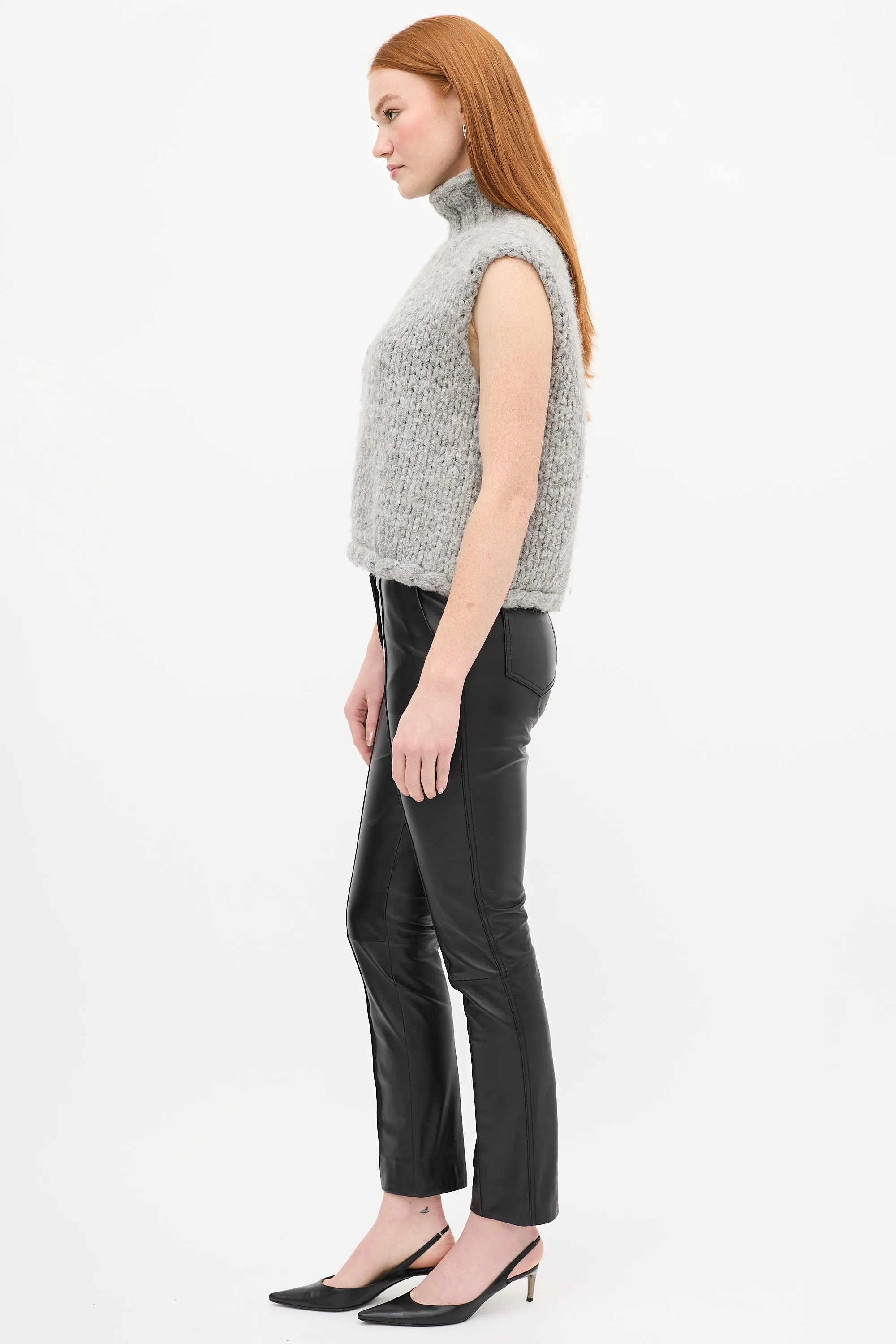 X Augden Grey Knit Sleeveless Sweater