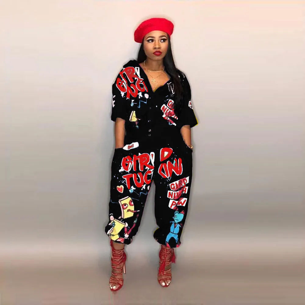 xiangtuibao Ld8103 HOTan and NEWn Women's Clothing  EBay Sexy Letters Printed Horn Cuffless Pants Jumpsuit