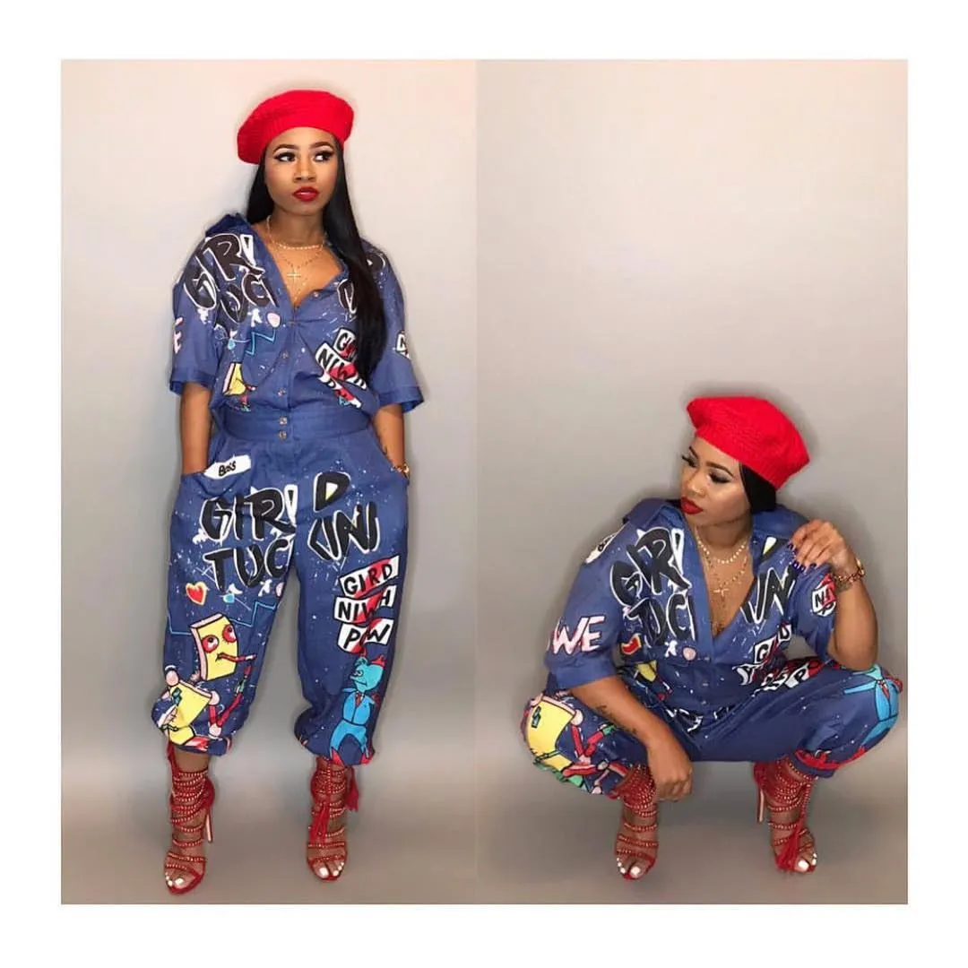 xiangtuibao Ld8103 HOTan and NEWn Women's Clothing  EBay Sexy Letters Printed Horn Cuffless Pants Jumpsuit