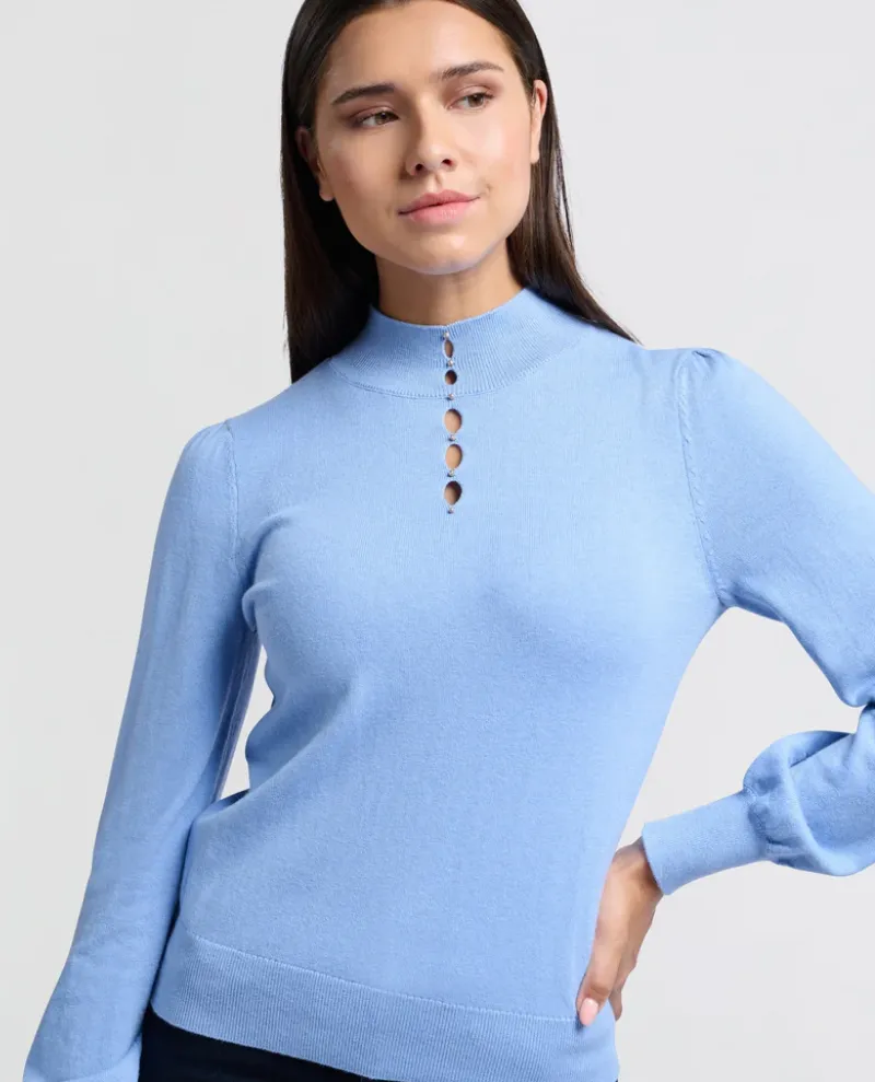 Yaya Bel Air Blue turtleneck knit