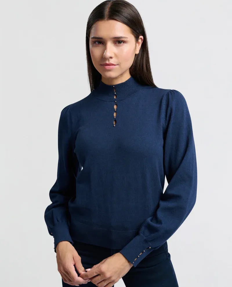 Yaya Outer Space Blue turtleneck knit