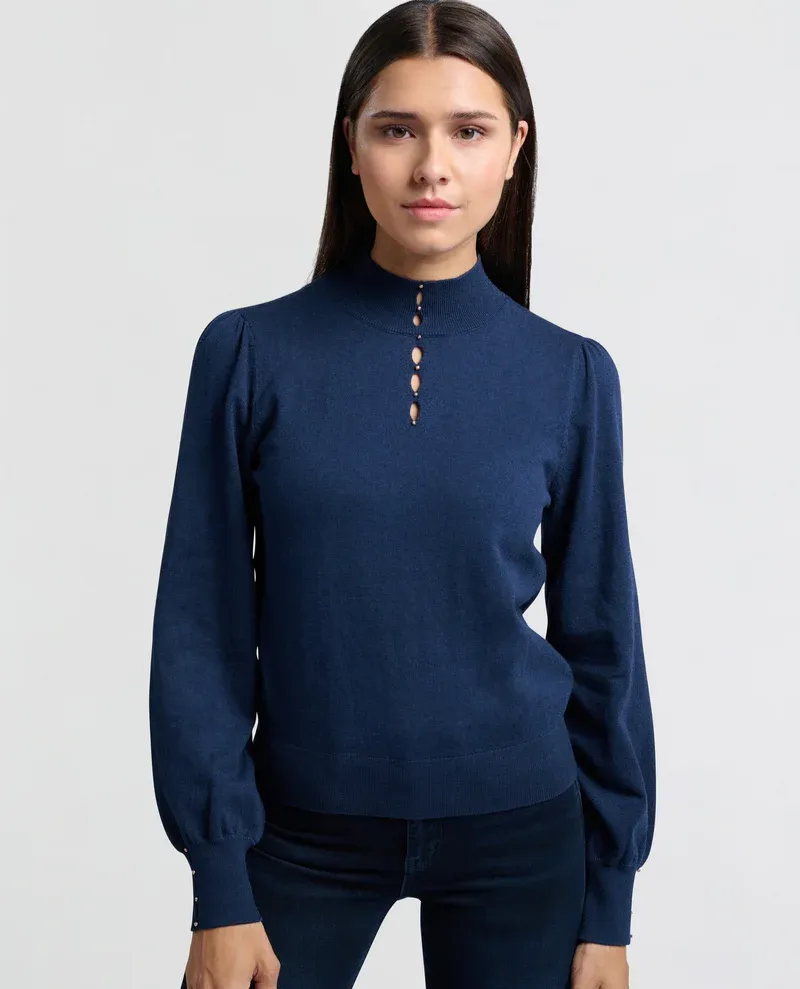 Yaya Outer Space Blue turtleneck knit